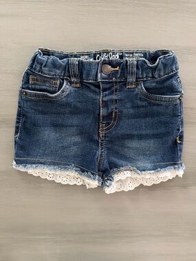 Cat & Jack 3T Blue Denim Shorts with Lace Trim VGUC